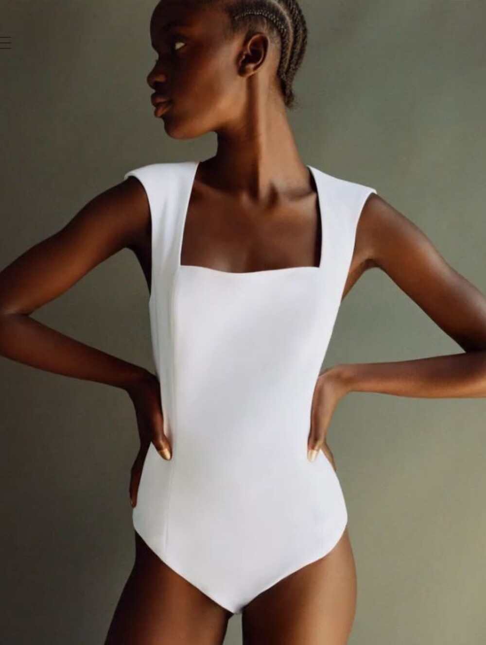 Zara White Square-Neck Sleeveless Bodysuit